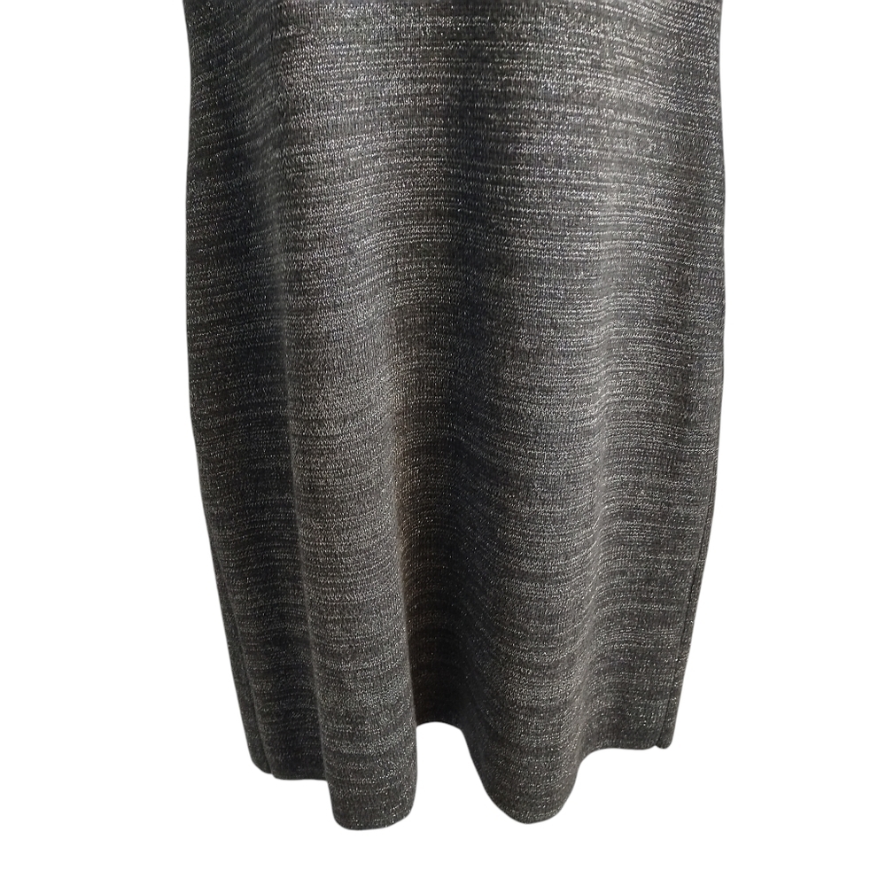 Liz Claiborne Women's Gray Silver Metallic Zipper Collar Mis Sweater Dress Sz L - Picture 5 of 9